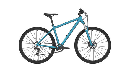 Fototapeta premium Modern teal mountain bike with disc brakes and suspension fork isolated on white background, studio shot