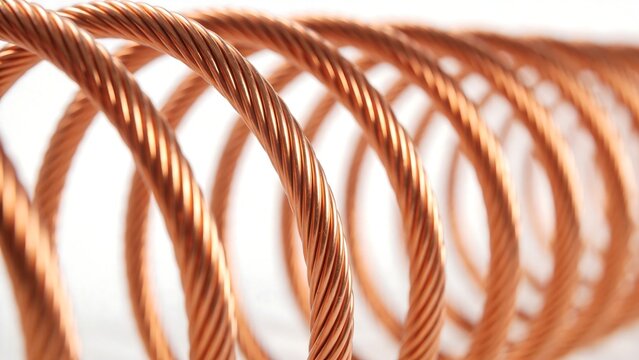 Coiled copper wire closeup