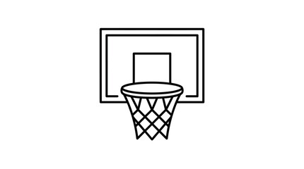 Minimalist line icon of a basketball hoop and backboard. © MOCHRABBUL