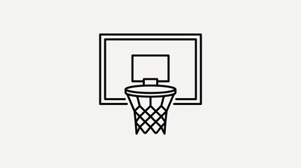 Minimalist line icon of a basketball hoop and backboard. © MOCHRABBUL