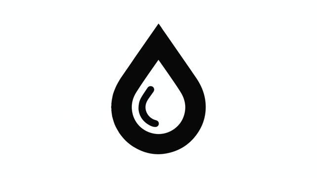 A minimalist logo design featuring a drop shape symbol