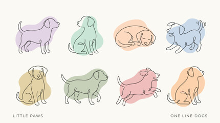 Obraz premium Dogs in various poses and colors.