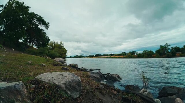 Time lapse of clouds over the Sacramento river in spring 