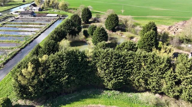 Aerial view Wansford Coarse pond Driffield navigation marina 