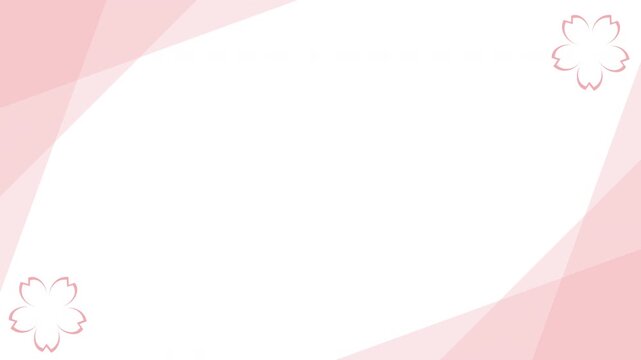 桜2とシンプルなビジネスコーナーフレーム 桜色 パターン05 背景 白 ループ