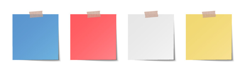 Sticky note with duct tape, post it note paper, memo reminder with adhesive tape, sticky paper note with clipping path isolated on transparent background © dlyastokiv
