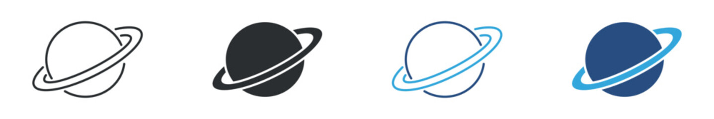 Ring Planet Icon Set, Space and Astronomy Concept, Saturn Planet Symbol, Vector Illustration © Habiba Anika