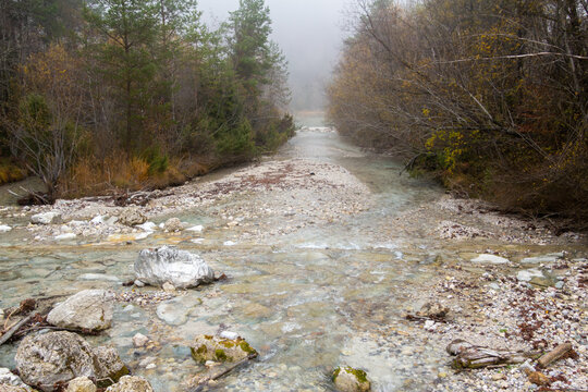 Waterfall at the river the Drau near Ferlach in Carinthia, Austria