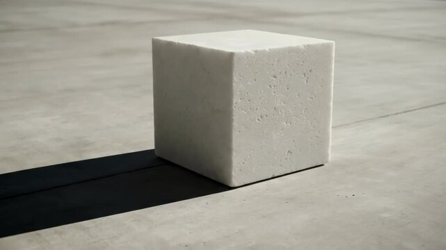 White geometric cube on concrete surface