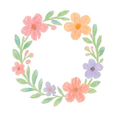 Obraz premium PNG Watercolor floral wreath illustration.