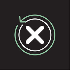 Obraz premium Simple X Mark In Circle With Refresh Arrow Icon Indicating Error, Undo, Or Retry