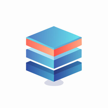 Modern Isometric Layered Boxes Graphic For Data Stack Or Package Concept