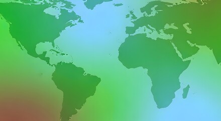 Obraz premium abstract world map with green continents on soft gradient background