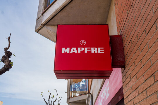 Editorial: Barcelona Spain April 12 2026 Mapfre Insurance Sign