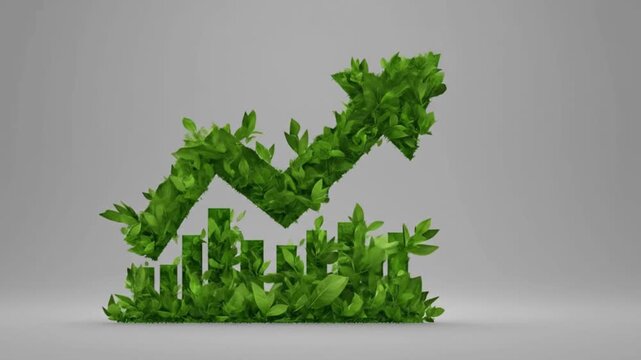 ESG Green Business Growth Chart with Leaf Arrow Sustainable Investment Concept