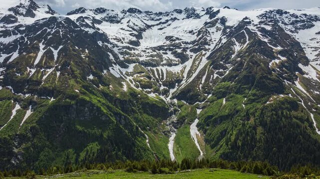 A time-lapse of clouds drifting above a mountain landscape near Engelberg, Switzerland.