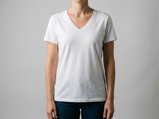 Obraz premium woman, white t-shirt, casual outfit, fashion model