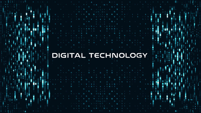 Abstract digital technology background with cascading binary code elements