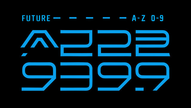 Futuristic digital display showing alphanumeric characters and a decimal point