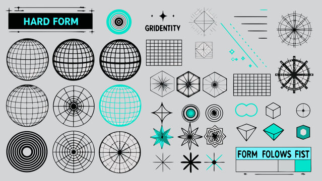 Abstract geometric shapes and patterns in a modern design composition