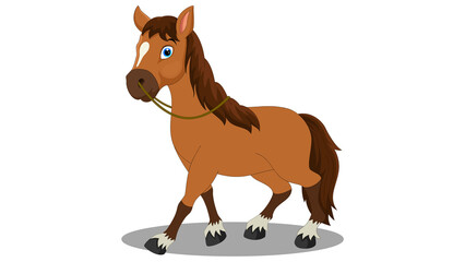 Obraz premium Brown Cartoon Horse Standing Illustration