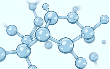 Obraz premium Simplified scientific illustration of a molecular structure with blue spheres connected by bonds floats against a light background.