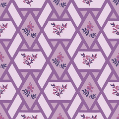 Geometric floral seamless pattern for textile print for fabric, lavender and mauve color design with small flower motif © motifs_20