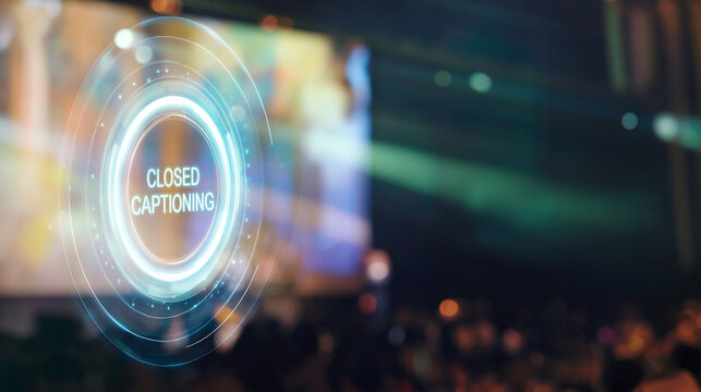 Live Event Projection Screen with Real-Time Closed Captioning for Visual Accessibility and Inclusive Viewing Experience