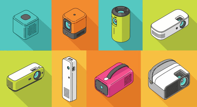 Collection of flat design USB flash drives and SSDs