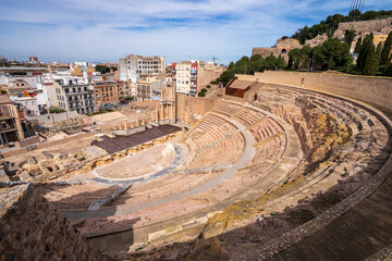 Obraz premium Panoramic View of the Roman Theatre of Cartagena, Spain