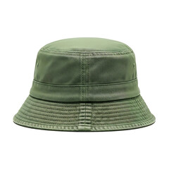 Fototapeta premium Olive green bucket hat isolated on white background summer fashion accessory