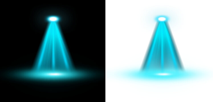 Dynamic Cyan Light Beam Effect Isolated on Contrasting Black and White Backgrounds for Professional Graphic Design and Stage Presentations