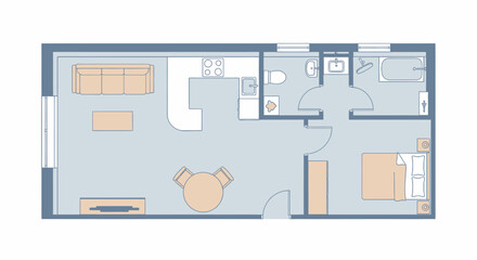 Fototapeta premium Flat cartoon vector illustration set of a modern home with a mirror and furniture icons for business web design