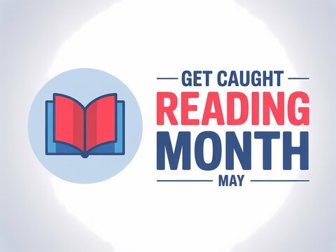 Get caught reading month in may, vector illustration with an open book icon