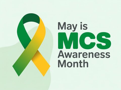 May is mcs awareness month with green and yellow ribbon