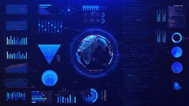 Advanced data analytics dashboard display Futuristic user interface HUD infographic elements Business financial investment strategy. financial reports Technology Finance corporate business graph chart