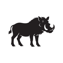 Fototapeta premium african warthog wild boar silhouette in black and white flat design vector illustration