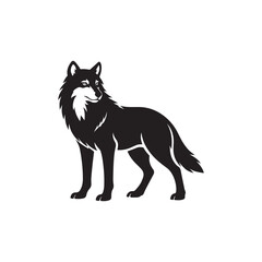 Obraz premium majestic black and white wolf silhouette howling at moon vector illustration