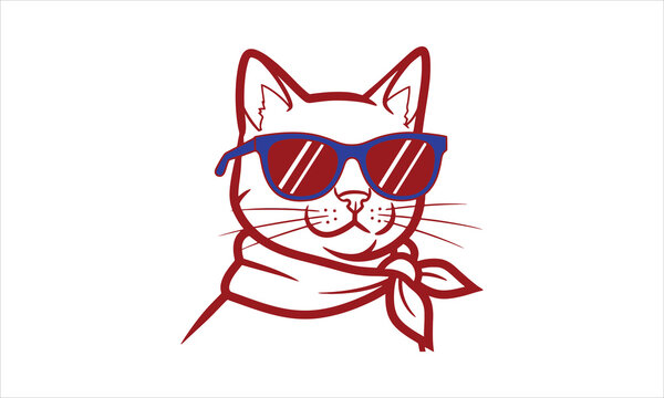 cool cat wearing sunglasses and bandana