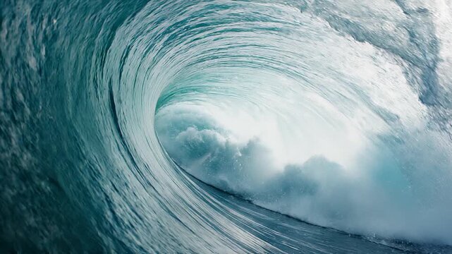 Stunning 4K Ultra Realistic Ocean Wave Barreling, High Detail Cinematic Sea Water Slow Motion