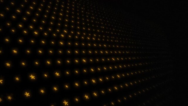 Glowing golden cross pattern grid futuristic abstract light wall background 4k animation video