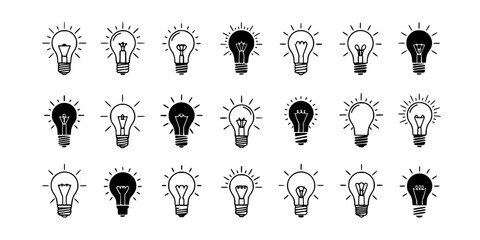 Obraz premium Light bulb icon. Idea symbol. Electric lamp vector illustration. Electric power sign. Shining light bulb pictogram. 