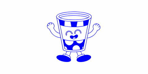 A cheerful cartoon glass with arms and legs happily standing upright © Rahul