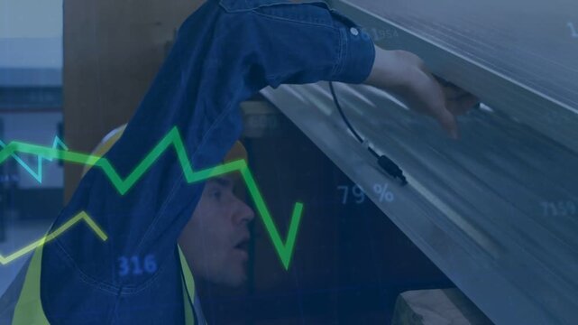 Meter reading dropping, tech approaching panels, inspecting, tightening wiring to restore power