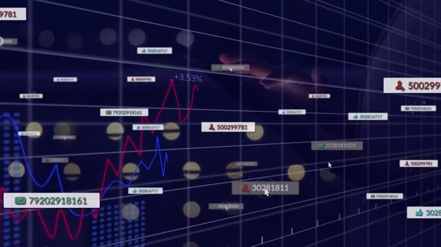 Right hand entering frame and interacting with holographic 3D grid, selecting nodes for monitoring