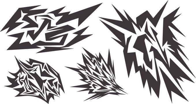 Abstract sharp geometric shapes in dark gray white angular