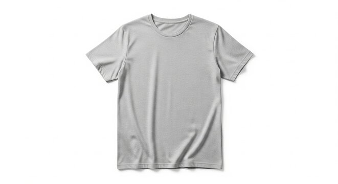 Plain light gray t-shirt with short sleeves studio shot with white background isolation