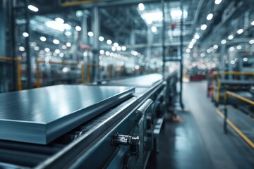 Obraz premium Aluminum panels on industrial factory conveyor belt