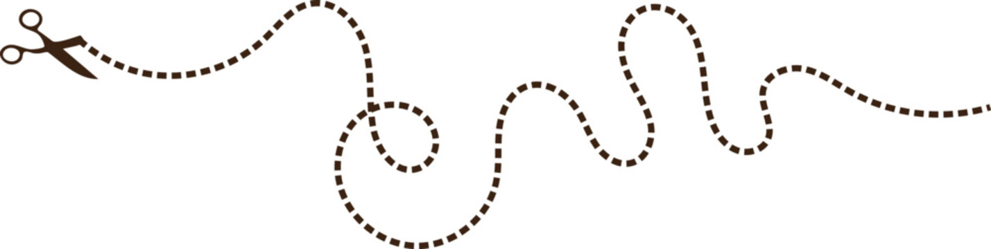 Scissors with cut line vector design. Dashed and dotted. Scissor cutting paper with black dotted line. scissor symbol vector, Paper cutting with scissor on Transparent background. vector
