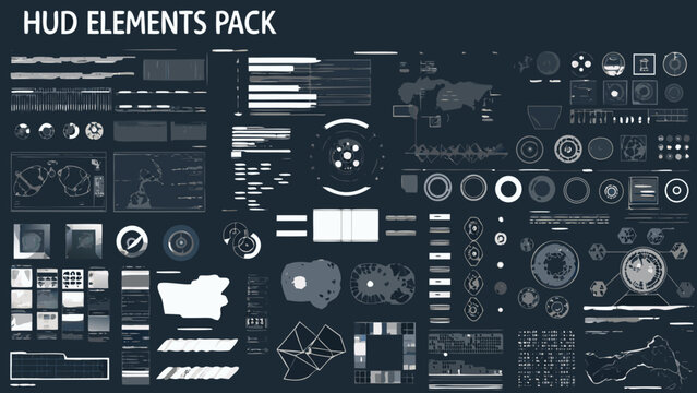 A collection of futuristic heads up display elements and interface components